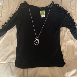 Black top with cut out sleeves